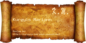Kurgyis Mariann névjegykártya