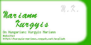 mariann kurgyis business card